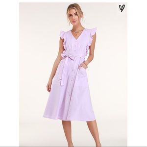 Sophie Lavender Button-Up Midi Dress
